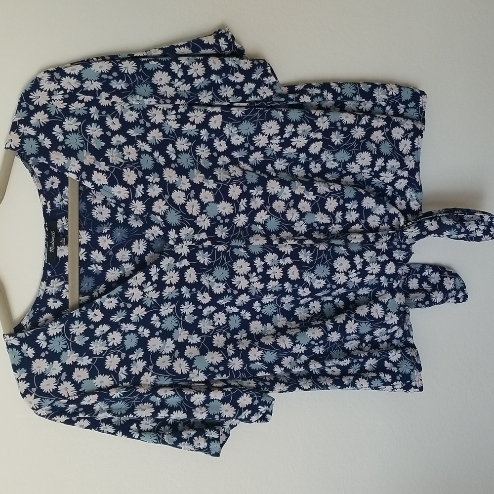 Madewell Ditsy Floral Tie Front Top Shirt sz Large